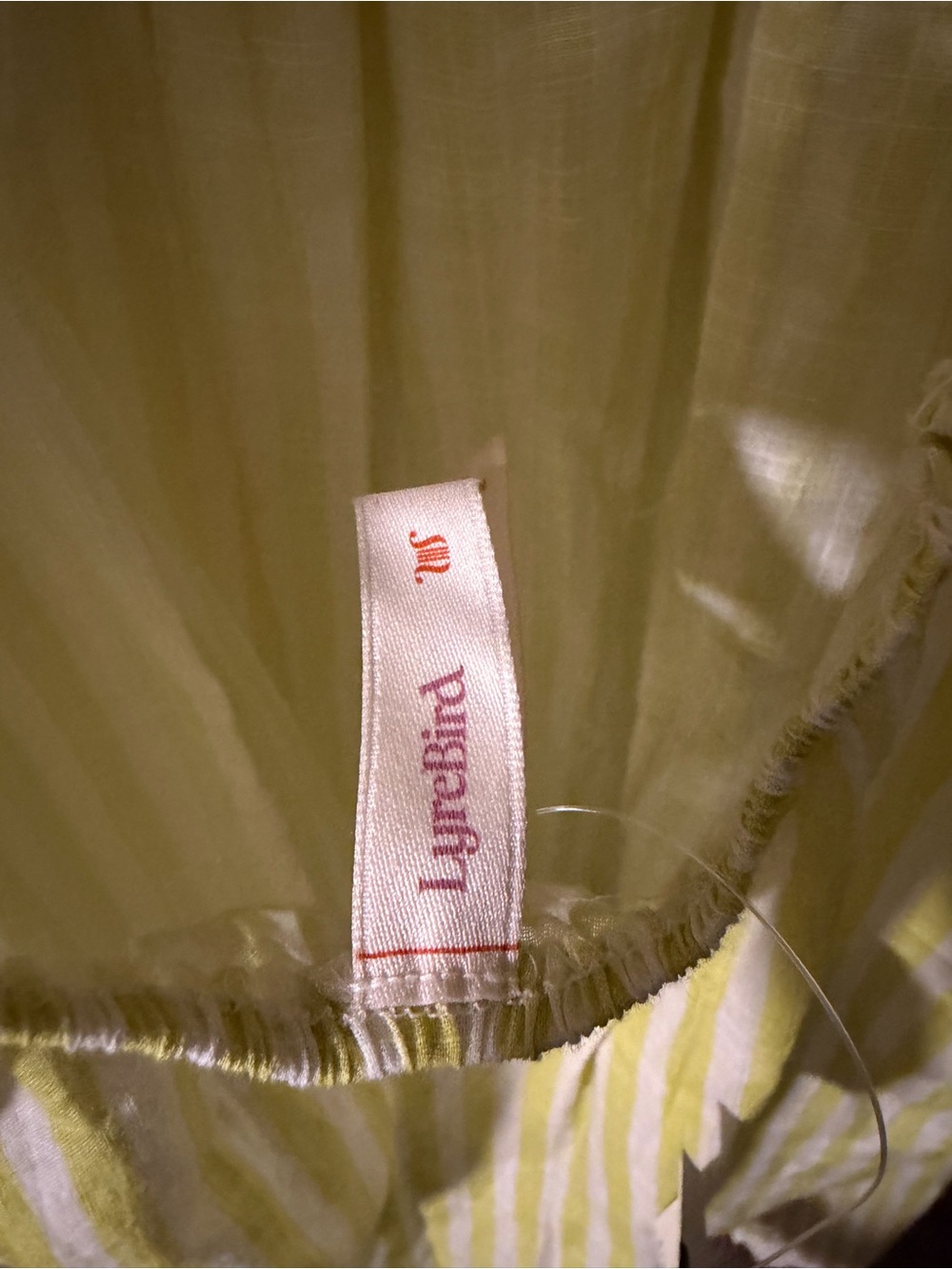 Anthropologie Lyrebird Yellow Striped Midi Dress floral trim Ladybug Print Sz L - Picture 6 of 14